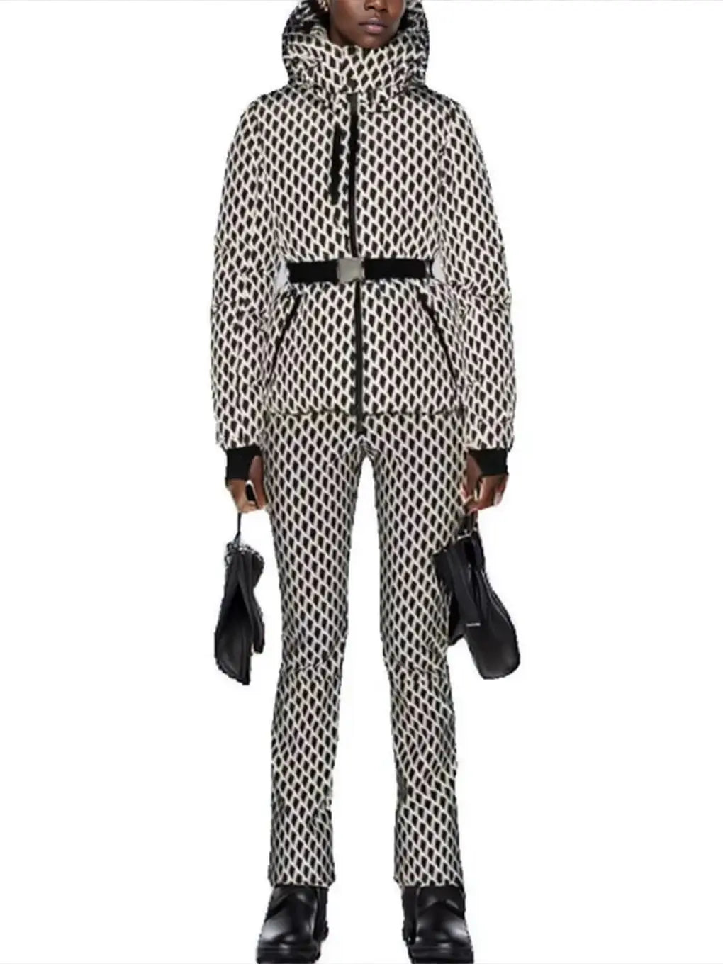 Women's Winter Hooded Padded Sport Parkas Pants