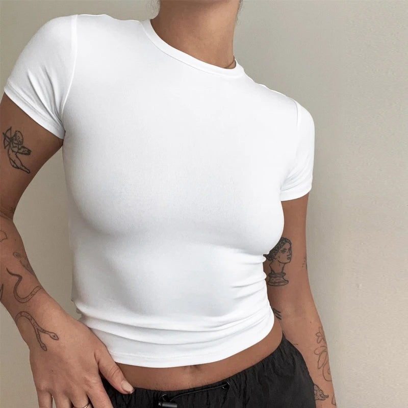 Woman Clothing Short Sleeve T-shirt Slim Fit