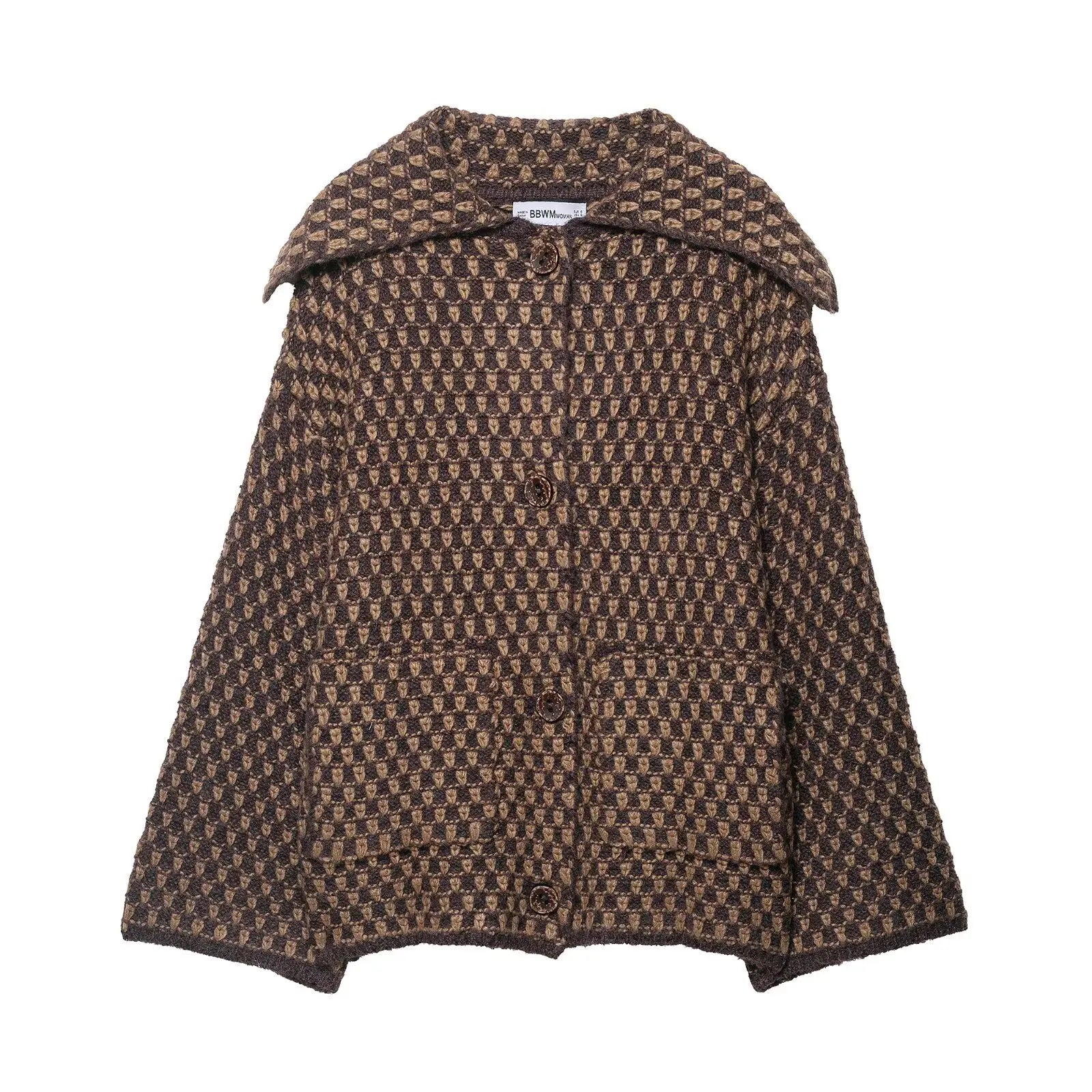 Autumn Brown Long Sleeve Knitted Cardigans Women