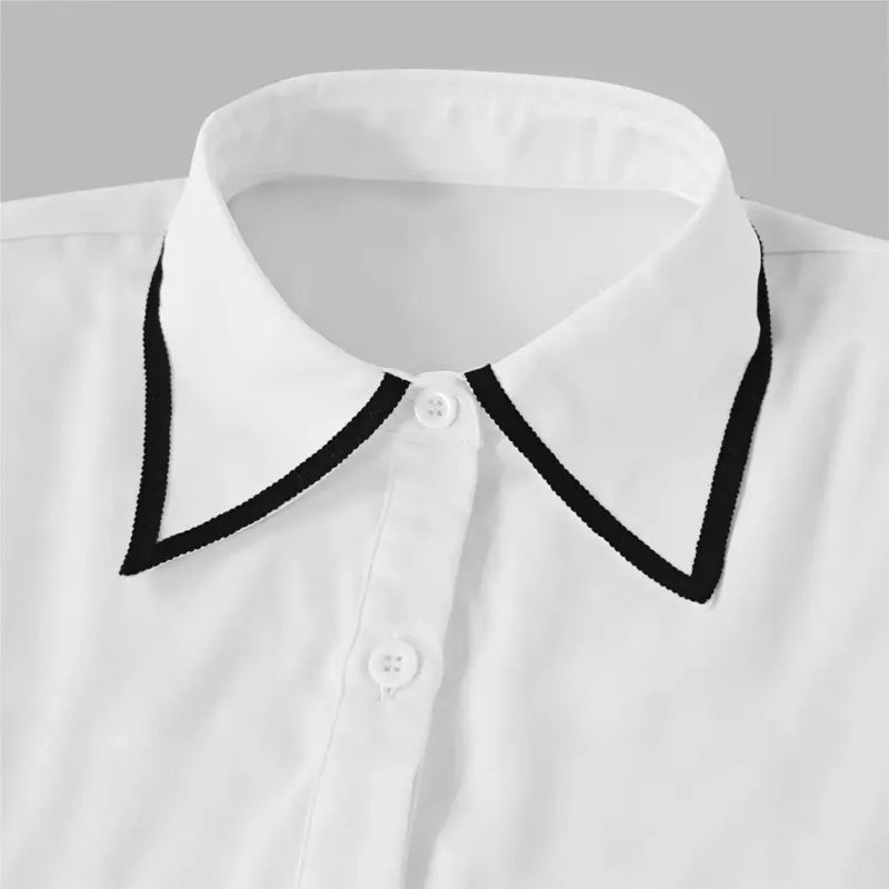 Blouse Fashion Shirt Formal Bow Tie Long-sleeve Contrasting