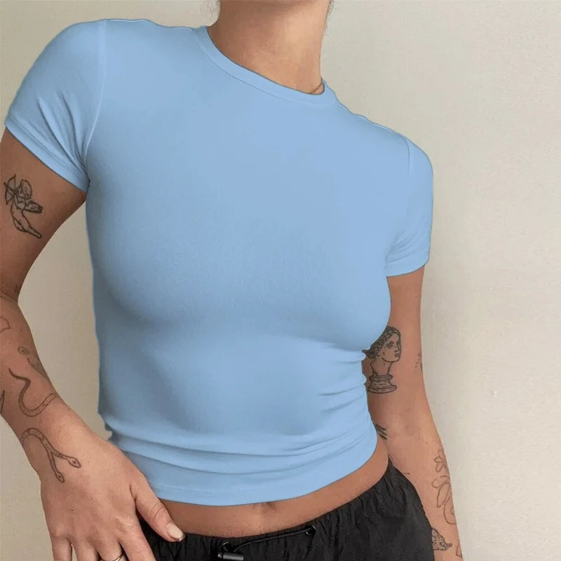 Woman Clothing Short Sleeve T-shirt Slim Fit