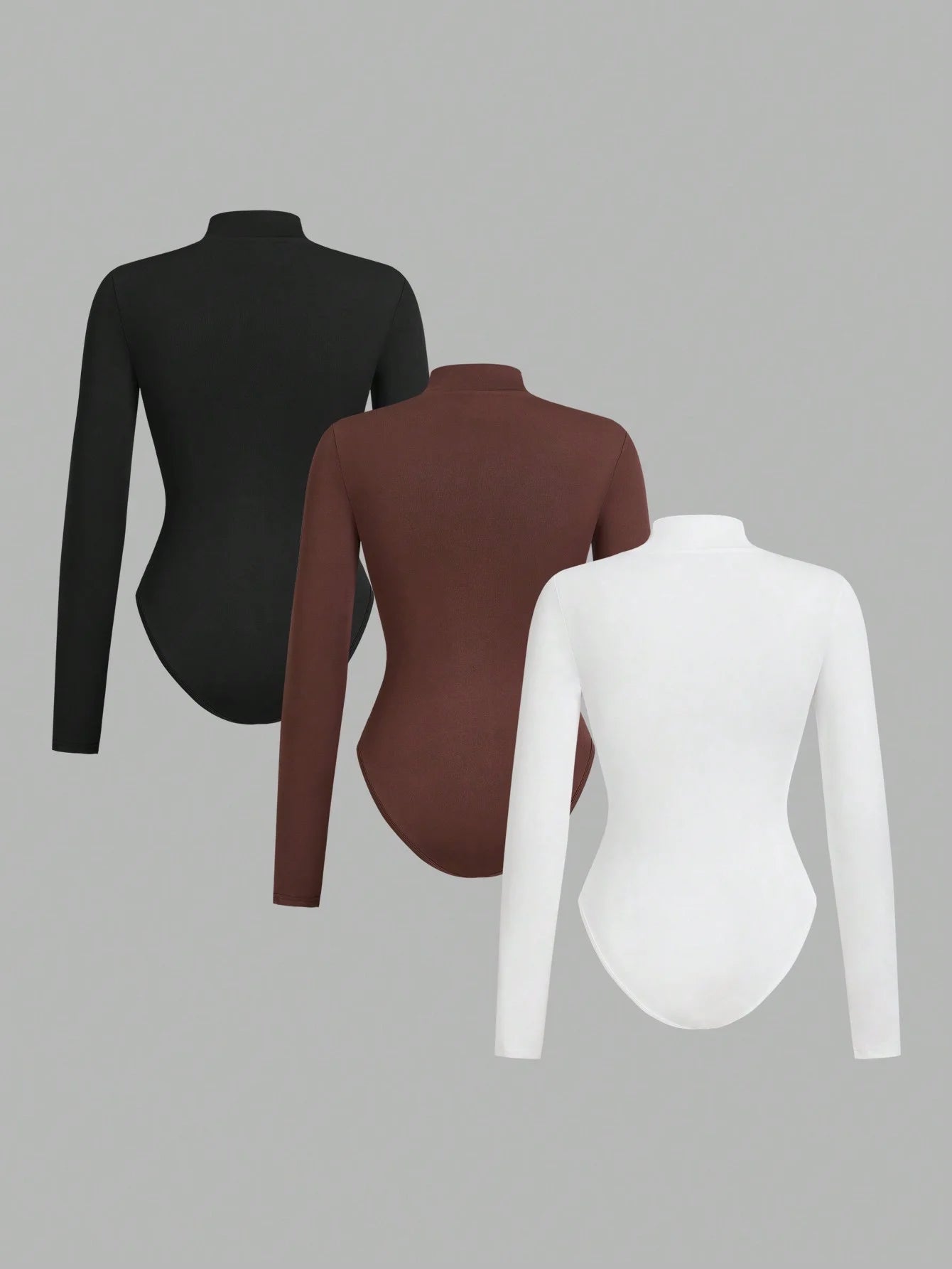 Women's High Neck Long Sleeve Leggings Solid Color Casual