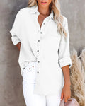 Women's Long Sleeve Collared Button Down Work Shirts Ladies Tops Casual Blouse